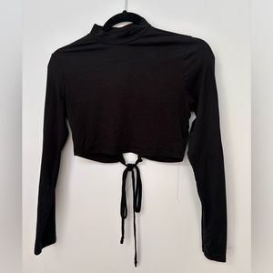 Backless Cropped Turtleneck Top